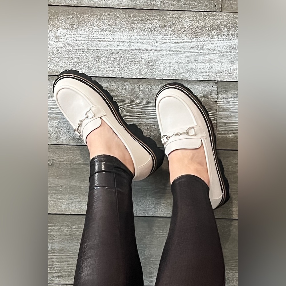 Corkys Cream Loafers with Black Soles - Picture 3 of 6